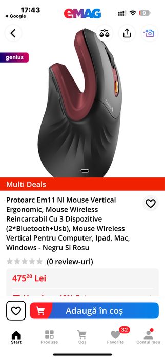 Mouse ProtoArc EM11 nl ergonomic sigilat !