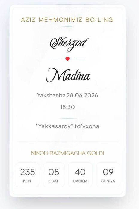 Online taklifnoma , Онлайн-приглашение