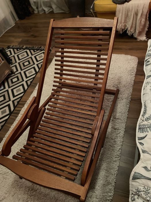 Sezlong lemn maro pliabil