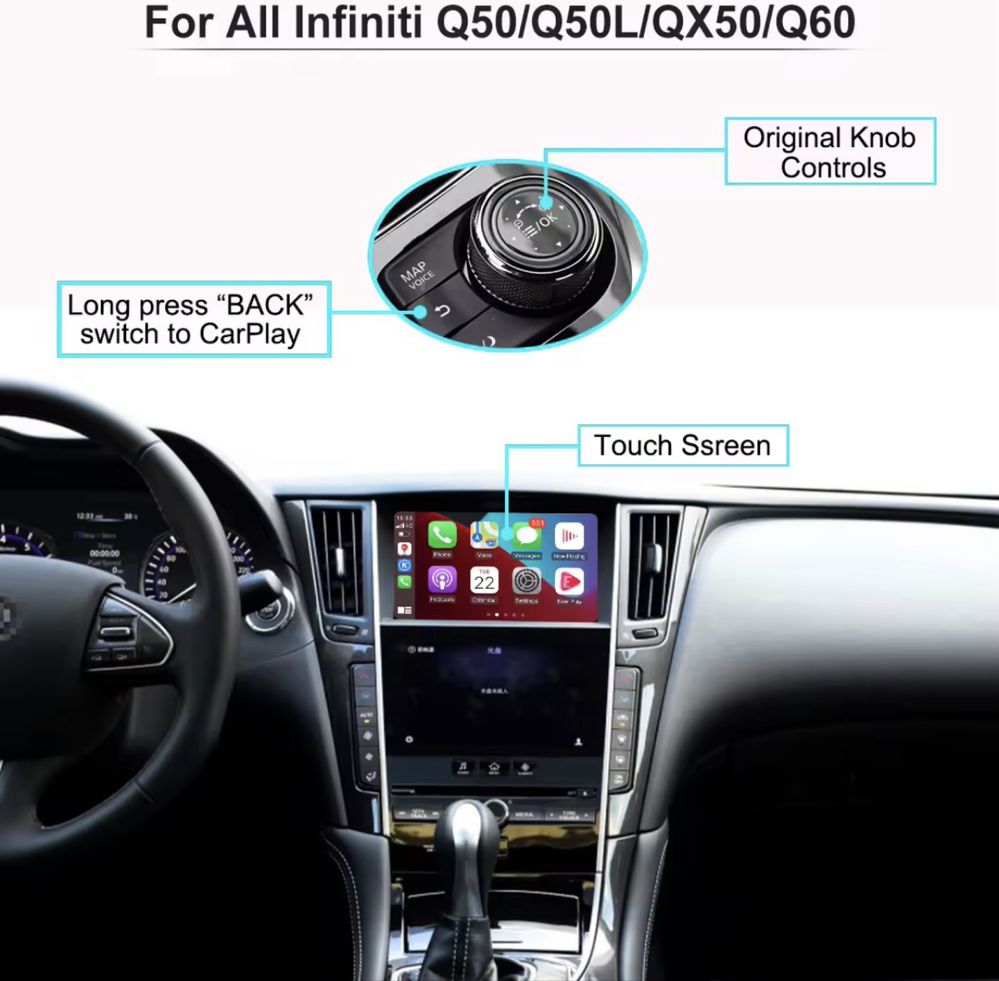 Навигация за infiniti q50 q60 q70 q50L 2014-2019 / carplay /