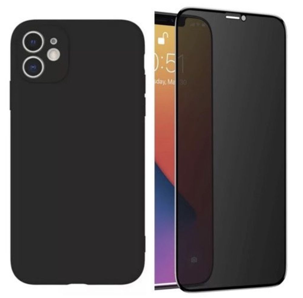 Iphone 12 13 14 15 PRO MAX Husa Slim Soft 0.25mm si Folie Sticla 12D