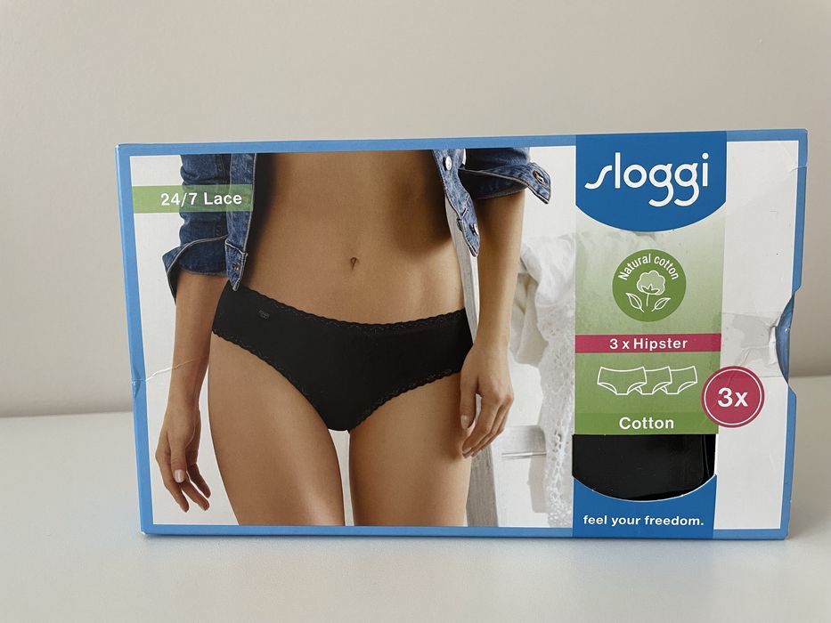 Set chiloti hipster dama, 3 buc, Sloggi, negru, 38