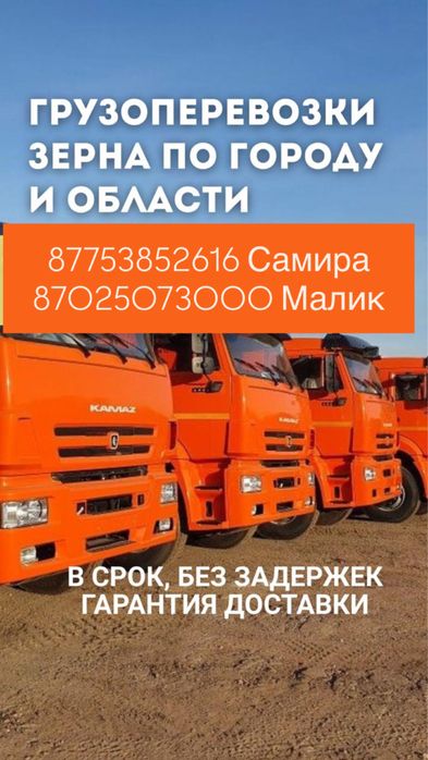 Грузоперевозки зерна по городу и области