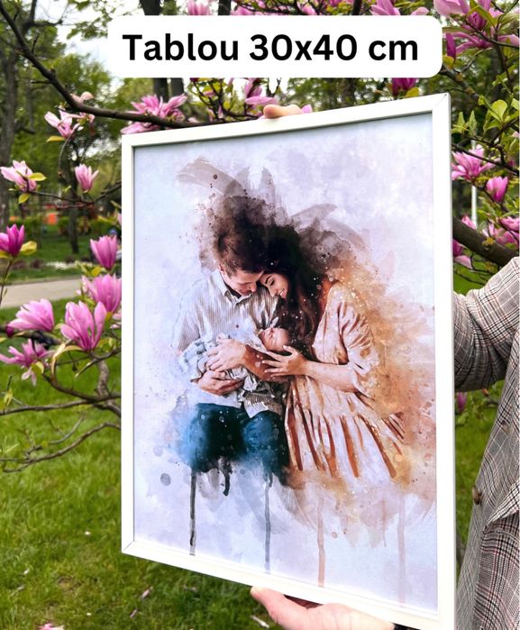 Tablou personalizat in stil pictura digitala watercolor cadou ideal