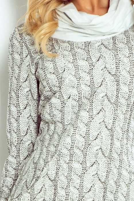 Rochie scurta cu guler larg, print tip pulover