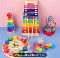 Jucarii Montessori din lemn 5 in 1