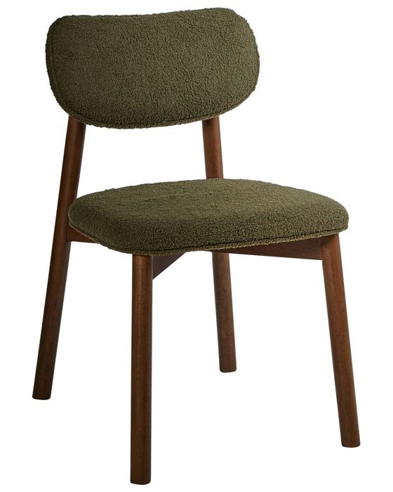 NOU Set 2 scaune dining "MILLS", boucle, verde închis