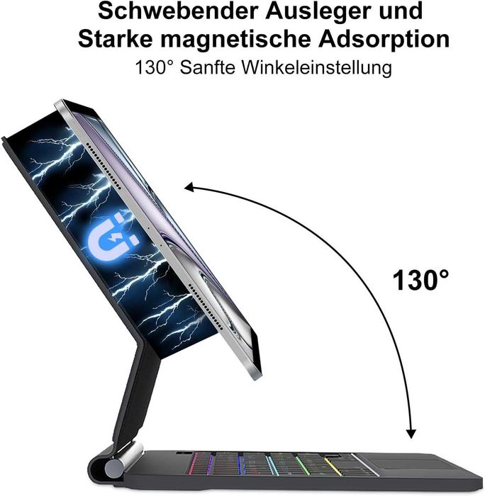 Husa cu Tastatură Magic SENGBIRCH iPad Pro 13" M4, QWERTZ, iluminată