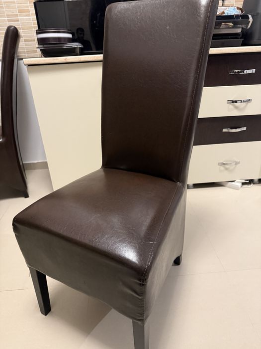 Set 4 scaune de bucătărie living birou piele ecologică, scaun Wenge