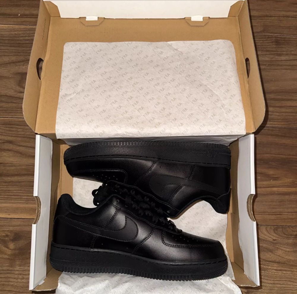 Nike Air Force 1 Triple Black Low Adidasi Baieti