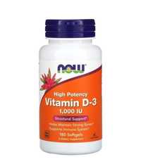 Now, витамин D3, высокоактивный, 1000 МЕ, 180 капсул.