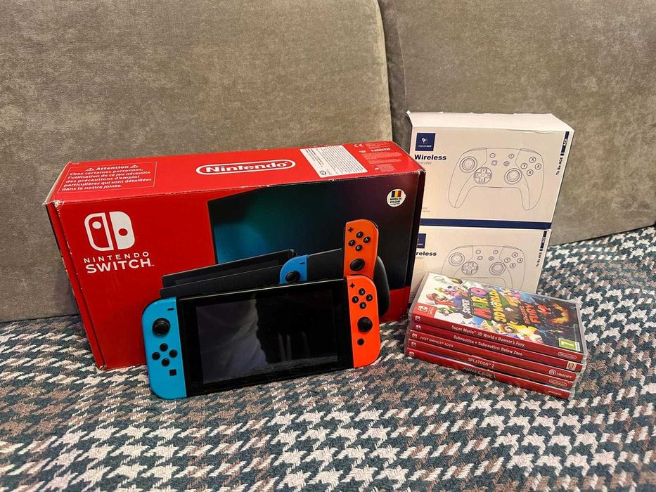 Nintendo Switch V2 Pachet Full Box Jocuri Controller