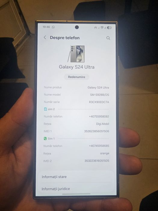 Vând sau Schimb Samsung S24 ULTRA 5G 512G