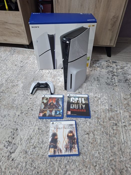 Ps5 slim disc 1 TB +  3 jocuri playstation 5 slim disk