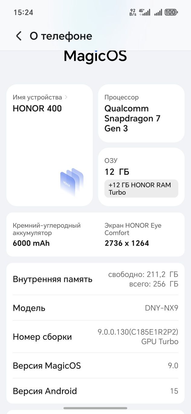 Yangi Honor 400  5 g  12ga256  6ming tezda sotiladi mah bataresi