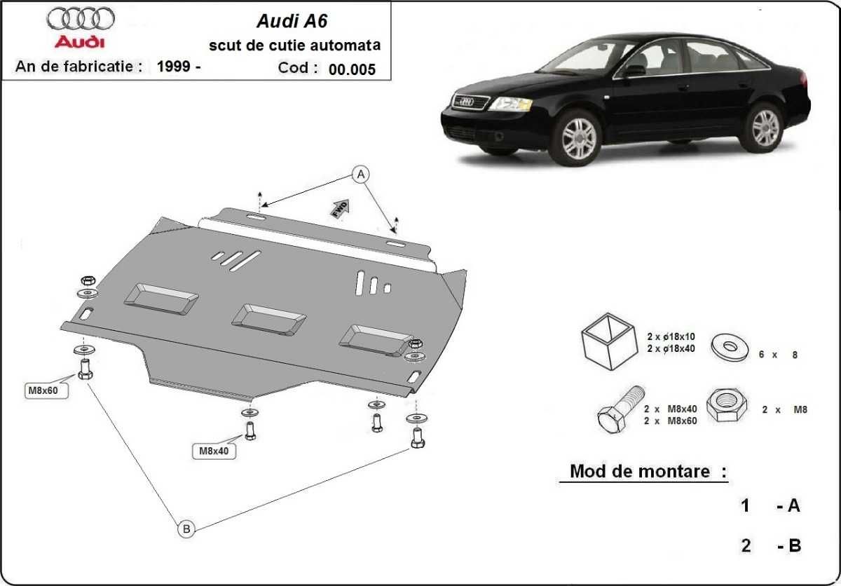 Метална кора под двигател скорости Audi A6 C5 1997г – 2004г