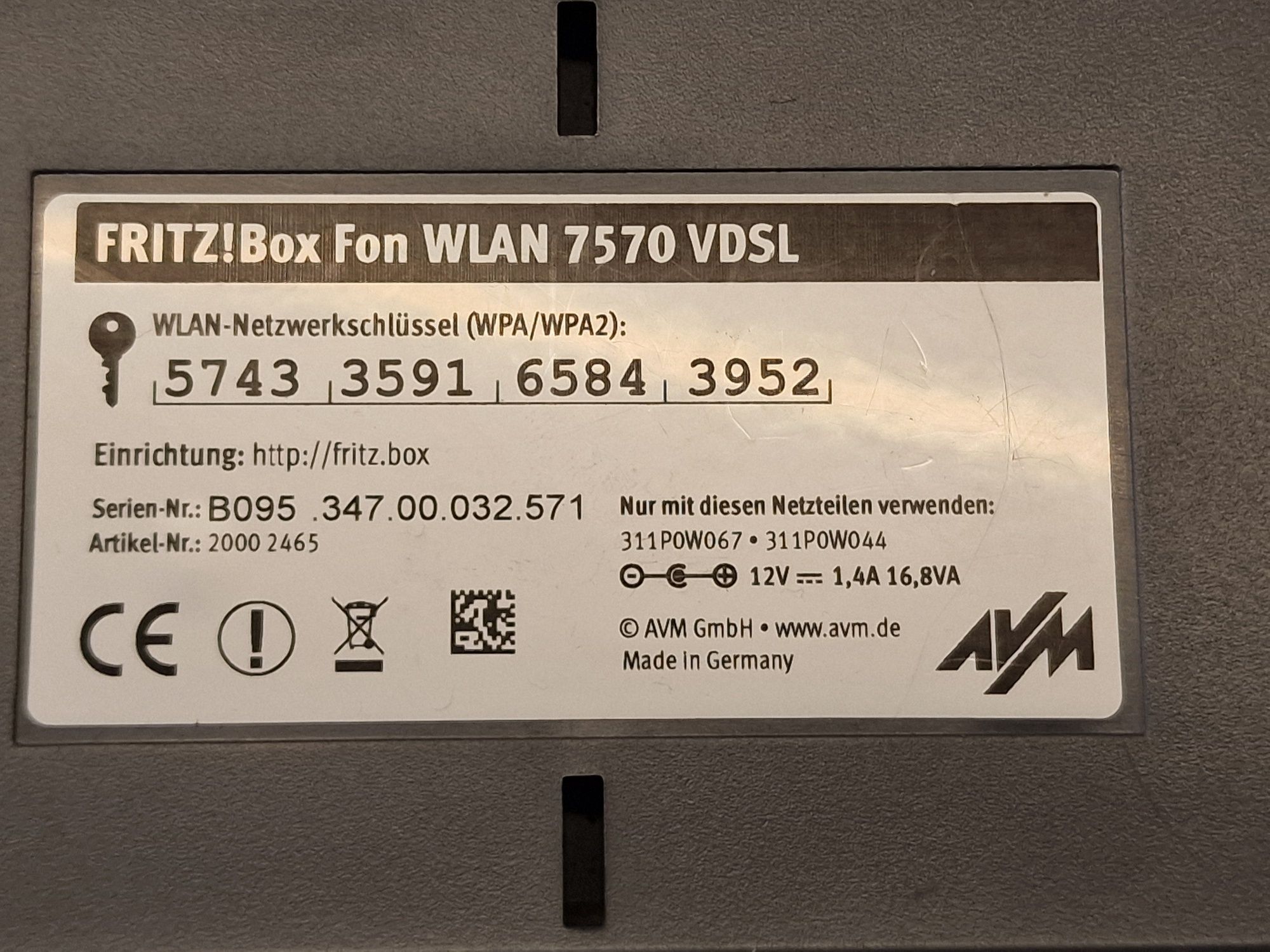 DSL Modem Fritz!Box Fon WLAN 7570 VDSL