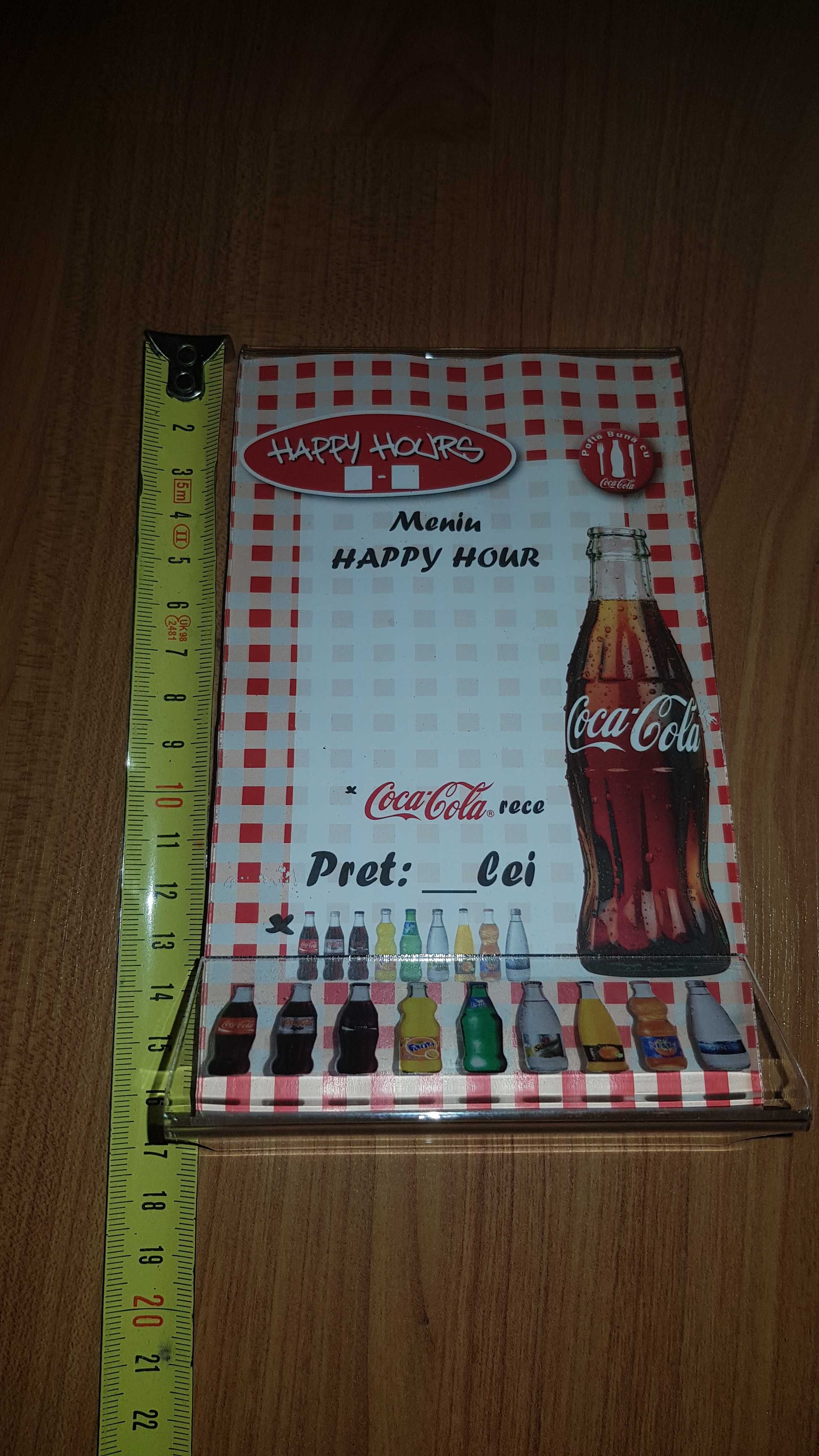 Suport meniu T holder 170x100mm / 17x10cm, logo Coca-Cola