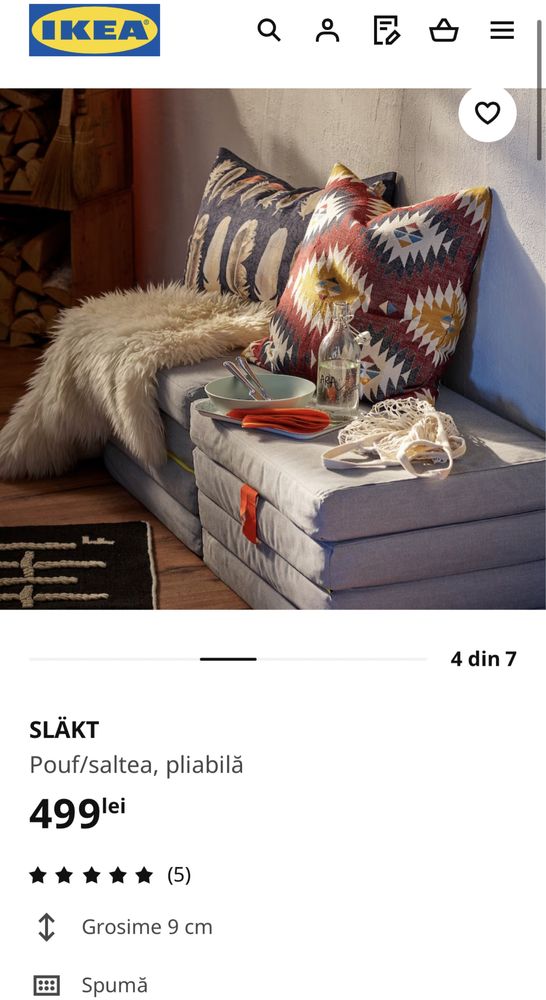 Saltea pliabilă/ puf/ fotoliu/ saltea camping IKEA Slakt