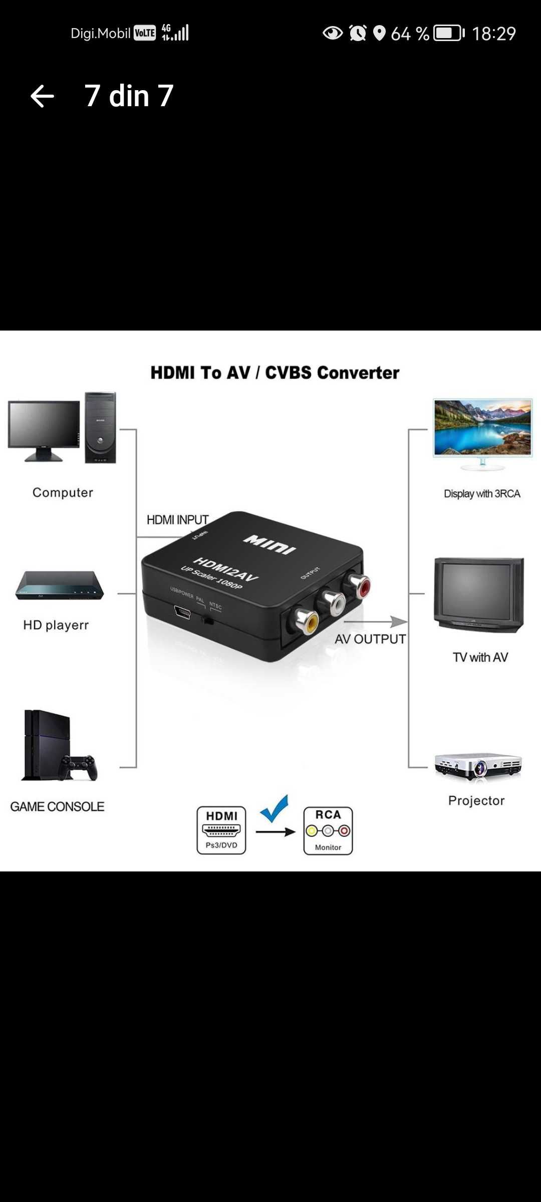 Convertor semnal TV.  HDMI2AV