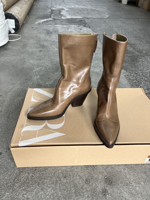 Кожени боти ZARA на ток