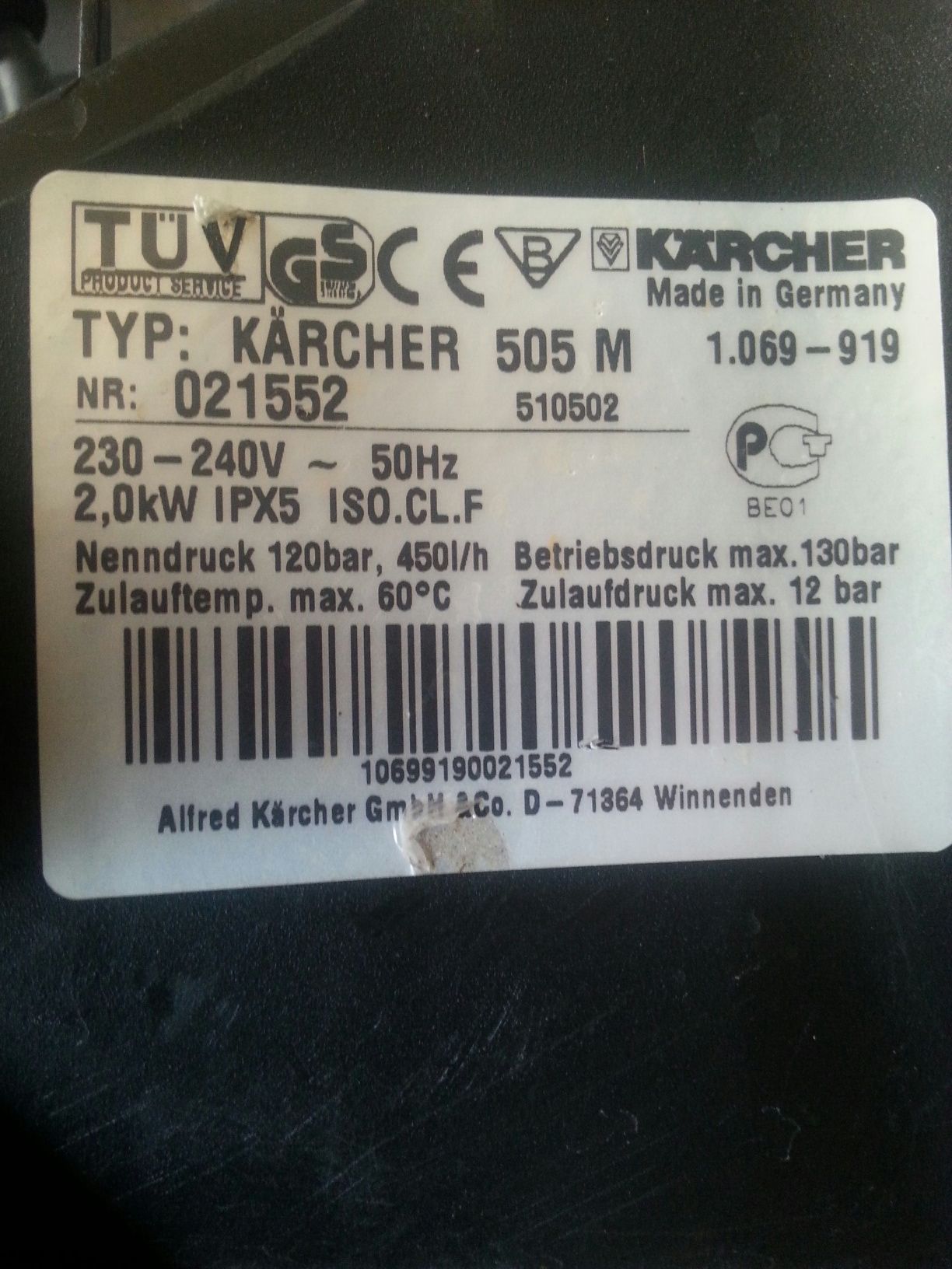 Karcher 520 aparat de spălat cu presiune 130 bar