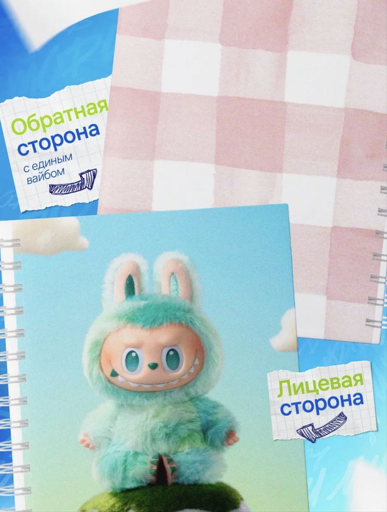 Общие тетради в клетку на пружине Лабубу