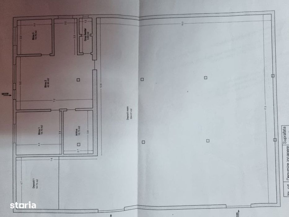 Depozit și biruuri,platformă betonată 1675 mp-Deva