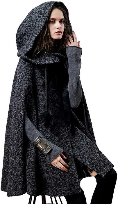 Стилно вълнено пончо палто
