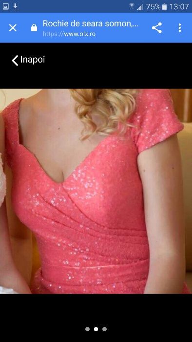 Rochie de seara somon paiete