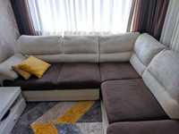 Анатомичен диван (гарнитура)с функция сън и отваряема табуретка
