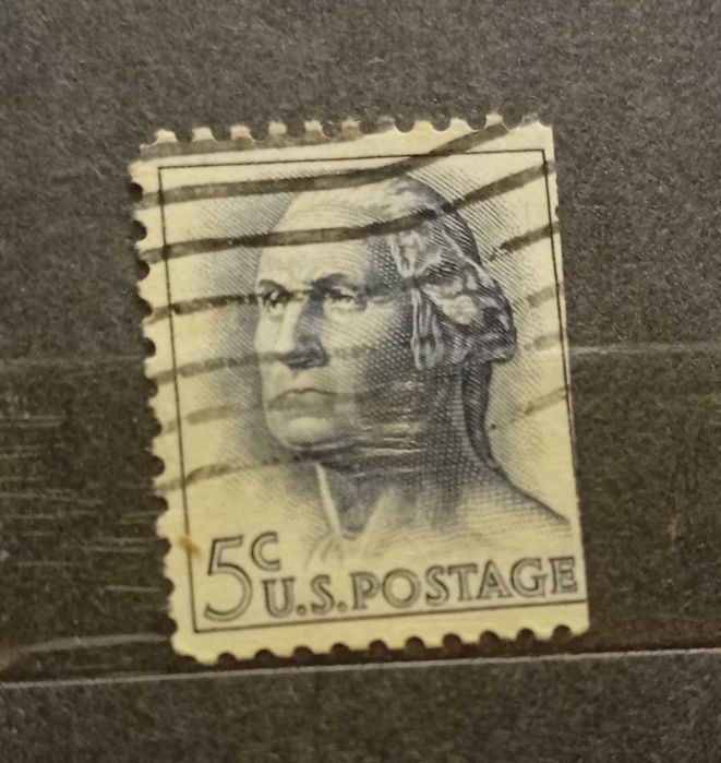 Timbru George Washington 5 centi mov / gri