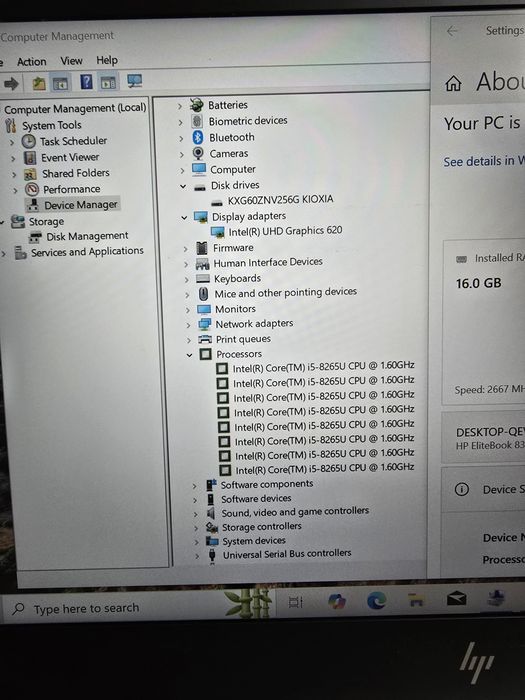 Laptop HP 830 G6, i5-8265, ram 16gb, ssd 256gb, bat 4 ore