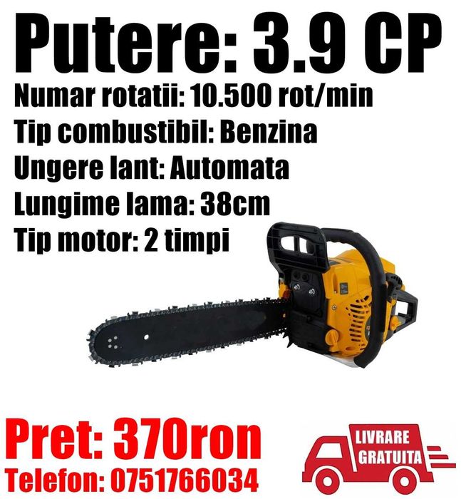 Drujba Fierastrau Firez Lant Benzina 3.9CP + LIVRARE GRATUITA TM