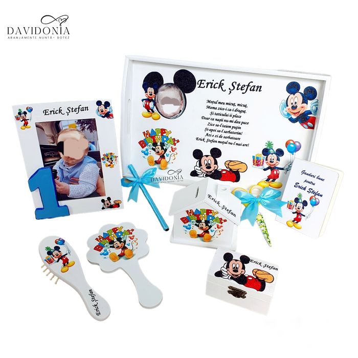 Set mot aniversare 1 an, tavita personalizata,  tava