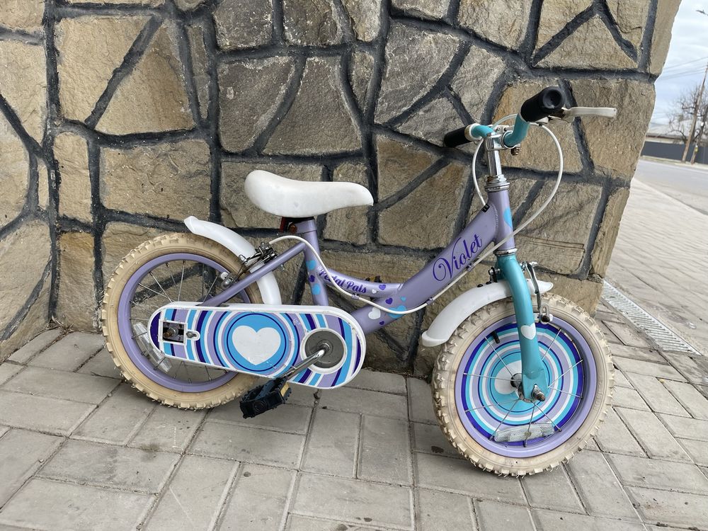 Bicicleta copii oedal pals violet roti roti 14”