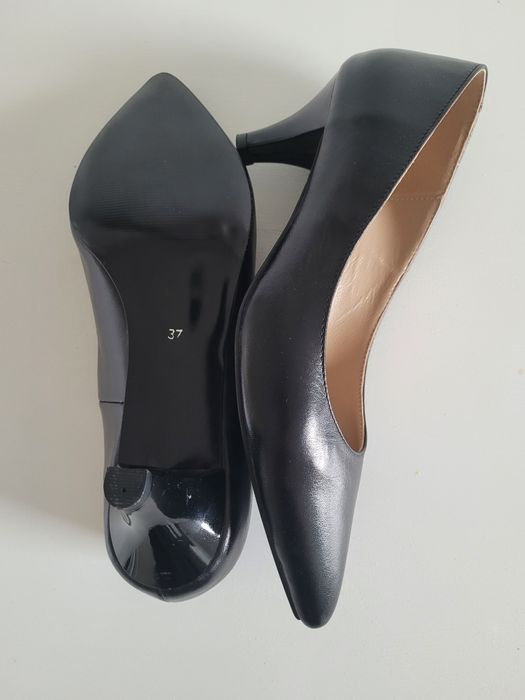 Pantofi Stiletto Piele Negri Toc Mic