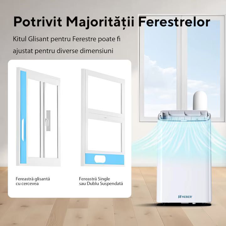 Aparat aer condiționat portabil Heber 12000 BTU, nou, SMART, Wi-Fi