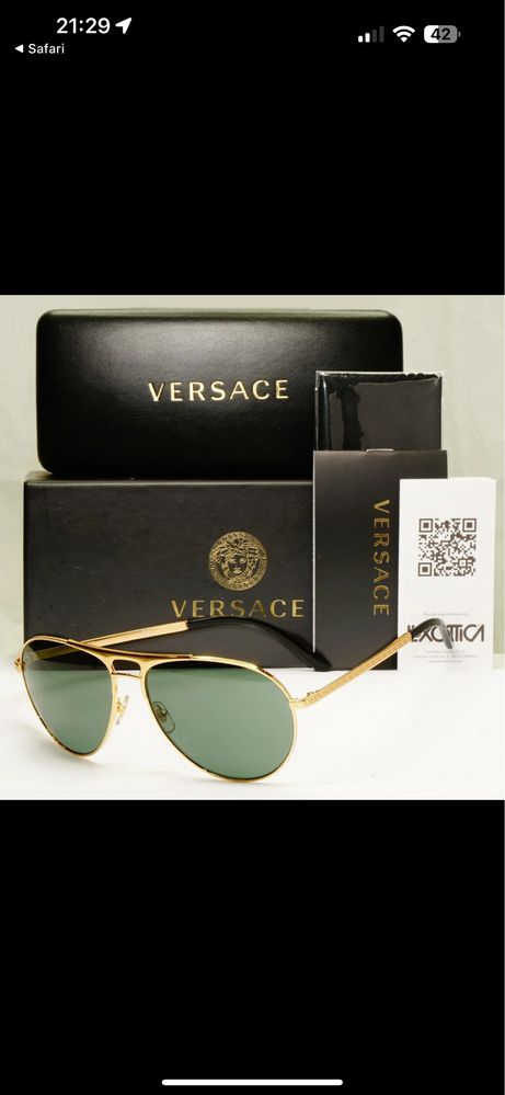 Слънчеви очила Authentic Versace Gold Metal Pilot Green