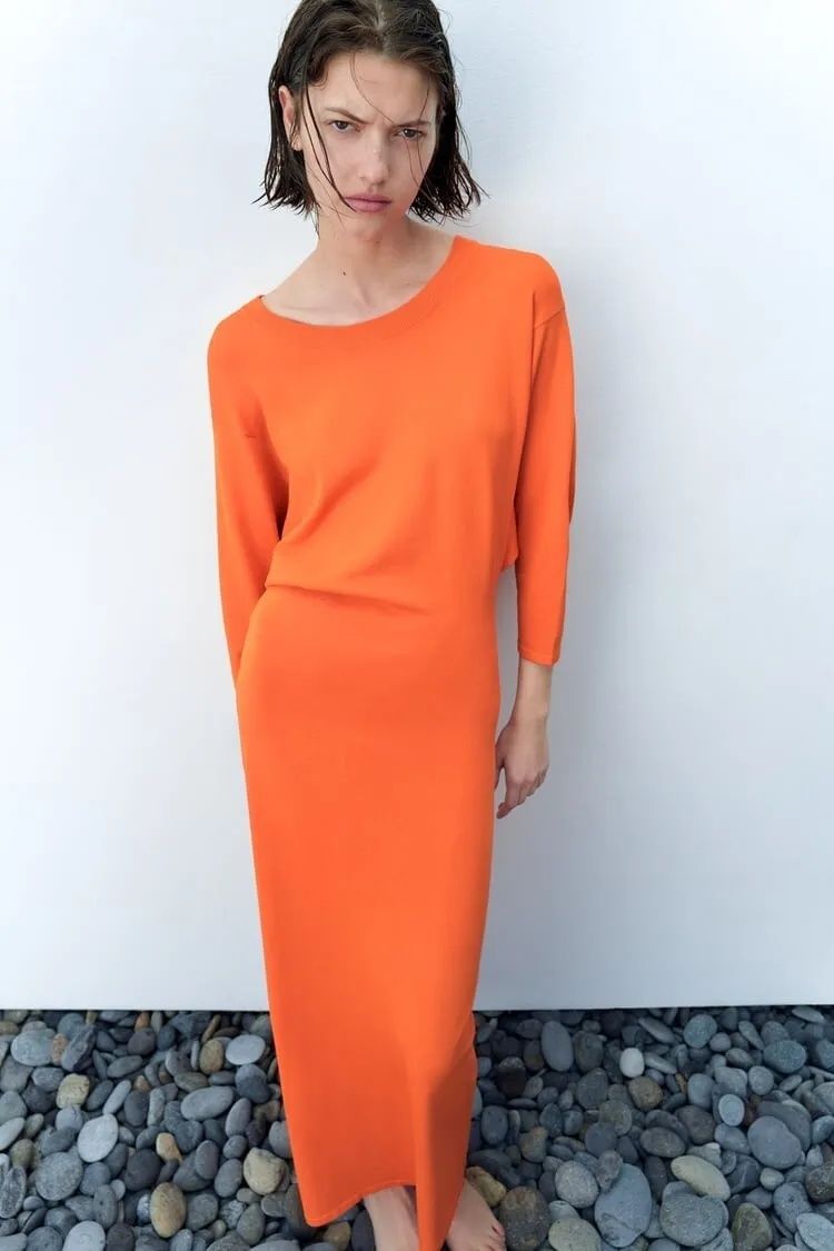 ZARA дълга рокля плетиво р-р ХС/С