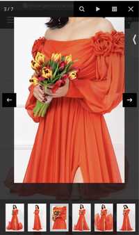Rochie lunga de lux orange (rochie eveniment/nunta/nasa)