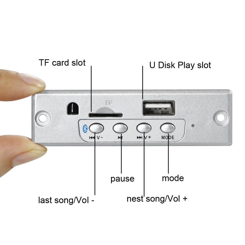 МП 3 плеър 2*25W, DC 6V-12V,за вграждане с Bluetooth 5.0,Sd/USB/Fm/AUX