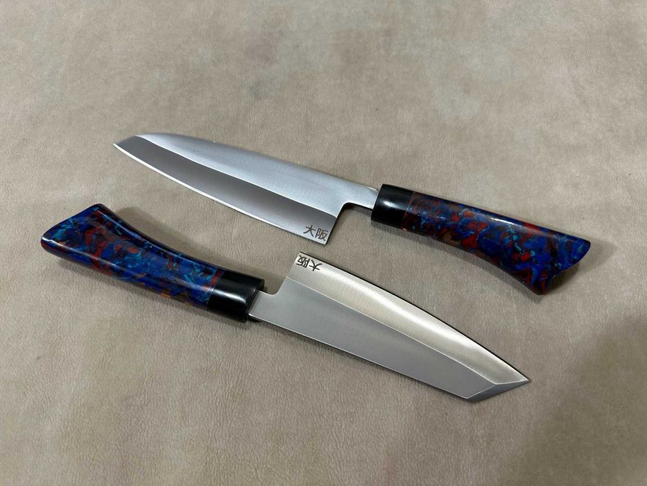 Set 2 cuțite japoneze profesionale Santoku & Bunka, oțel 32 34 cm