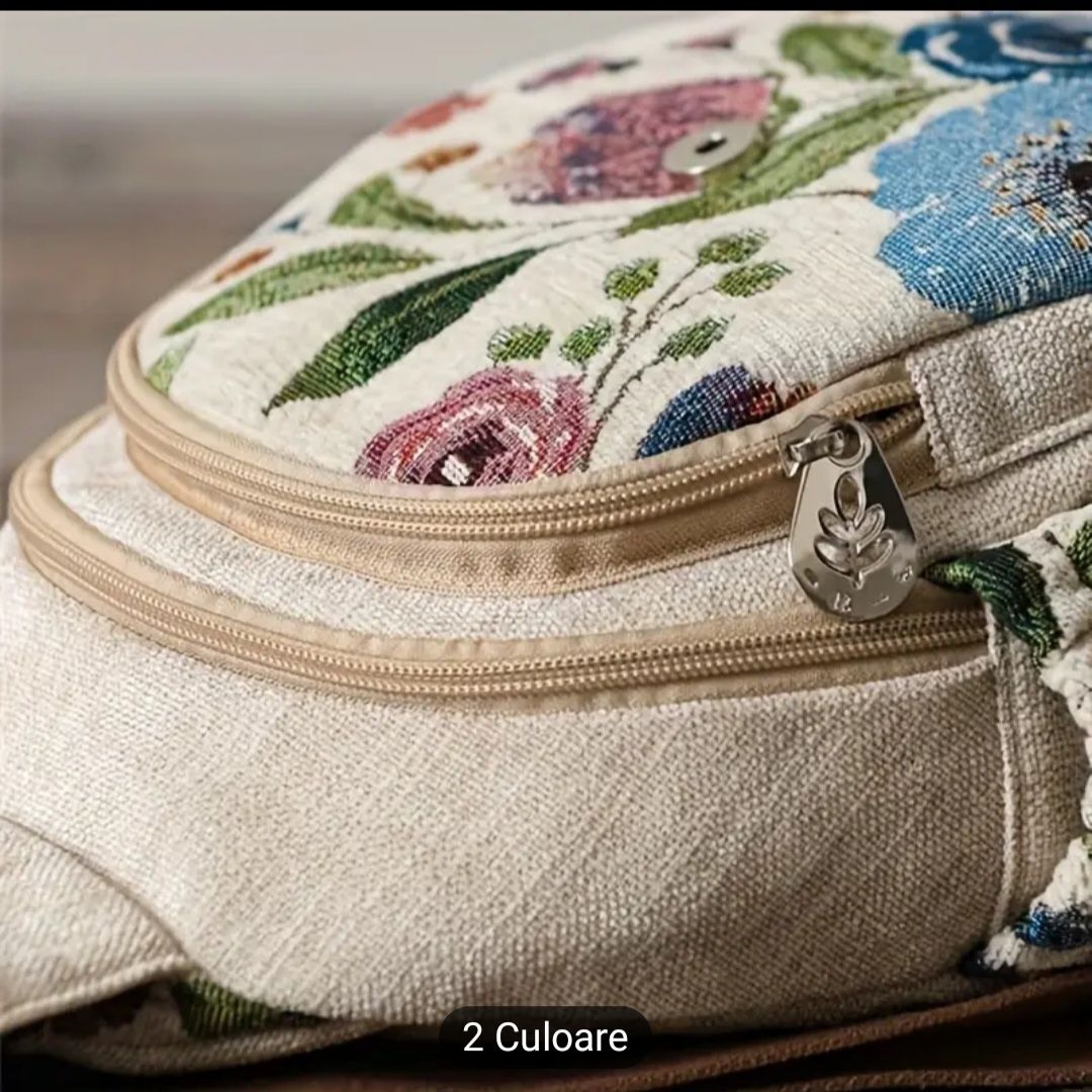 Rucsac cu model floral țesut manual în stil etnic, moda casual