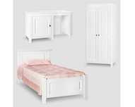 Set mobila tineret Constanta 3, lemn masiv, alb