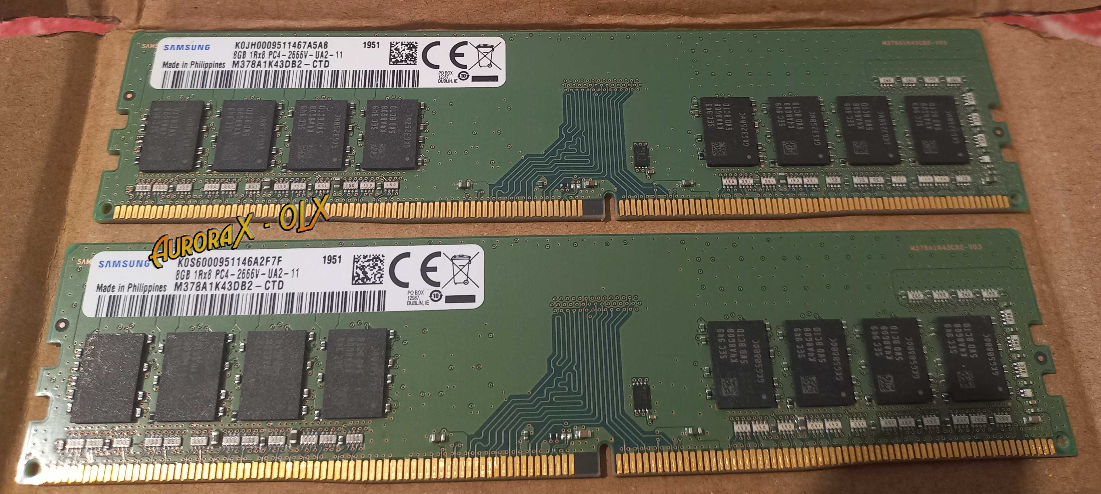 memorii RAM PC desktop tip DDR4 8GB 2666 noi, marca samsung.