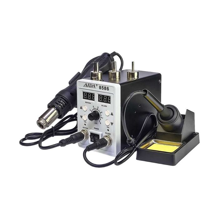 Станция за запояване AIDA 8586 с поялник, термофен, цифров дисплей