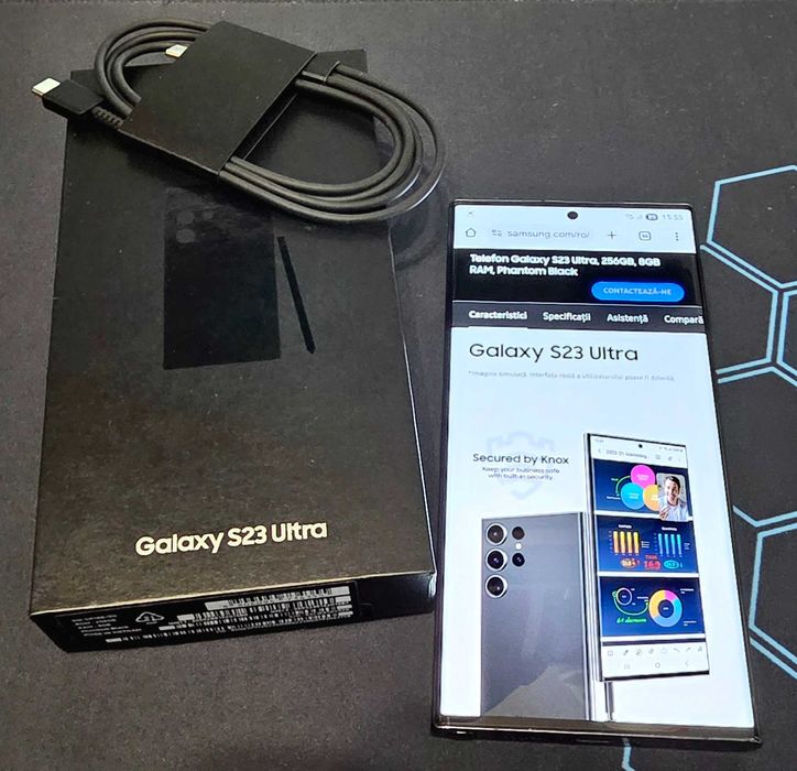 Samsung S23 Ultra 256GB negru, pachet original complet