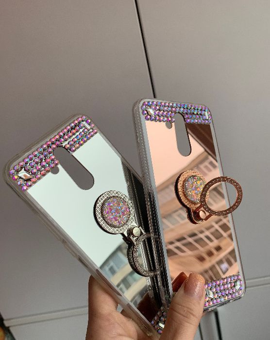 Husa oglinda, pietricele + inel pt. Huawei P Smart 2021