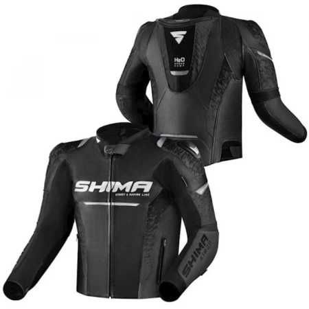Кожен мото екип SHIMA STR 2.0 BLACK ,всички протектори,гърбица,